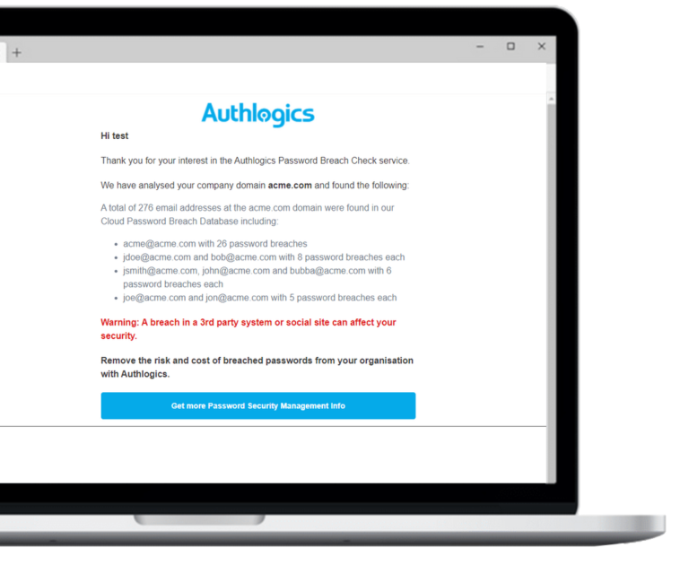 Password breach check Authlogics